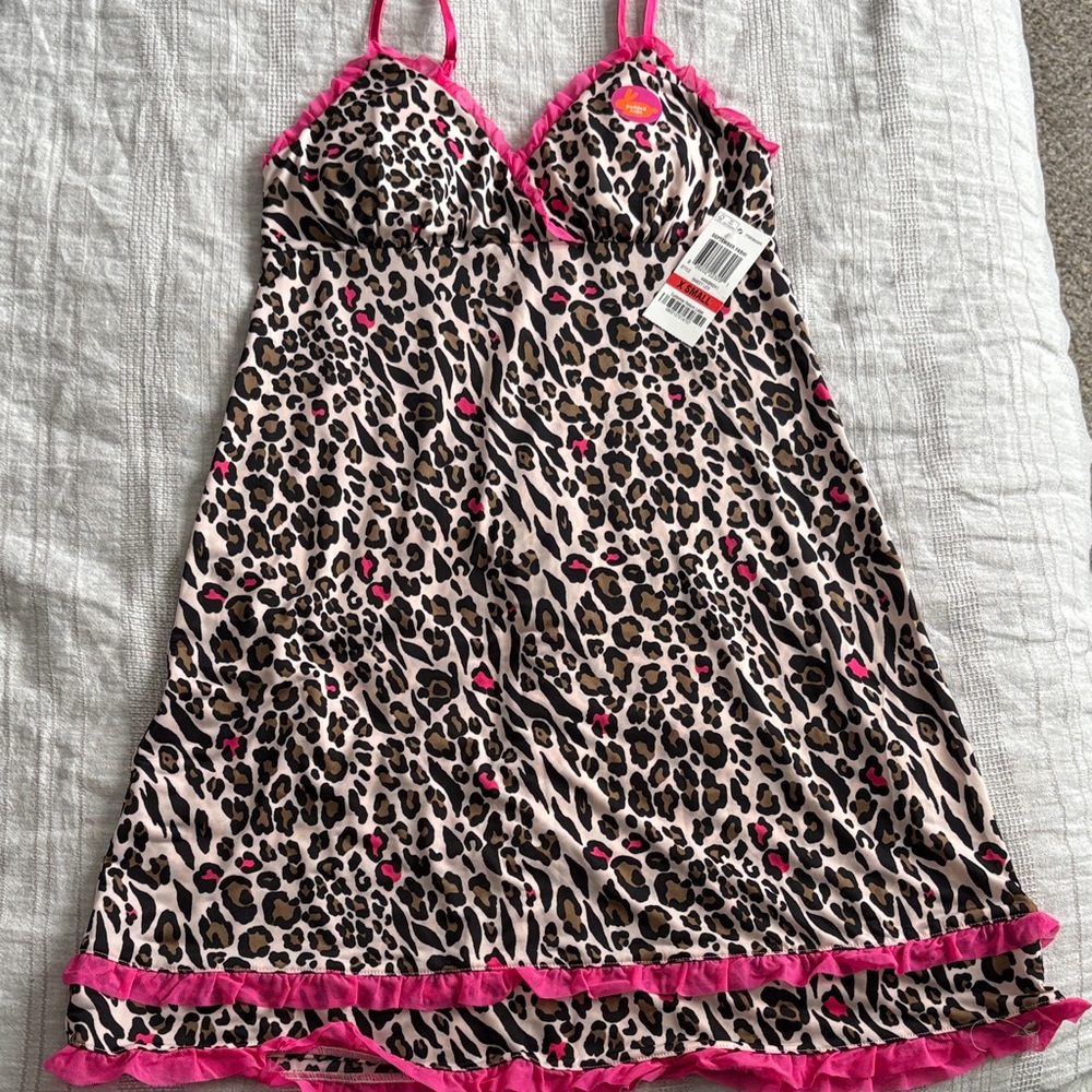 Leopard Print Nightgown with Pink Accents